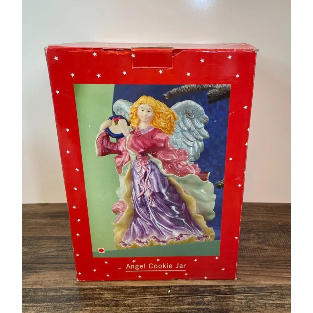 Vintage 12" Angel Cookie Jar JC Penney Pastel Christmas Porcelain